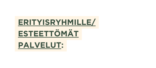 ERITYISRYHMILLE ESTEETTÖMÄT PALVELUT